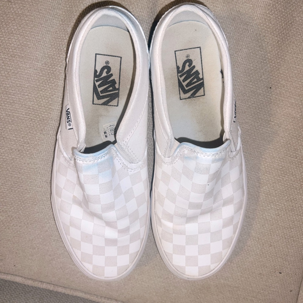 Women’s White Checkered Vans